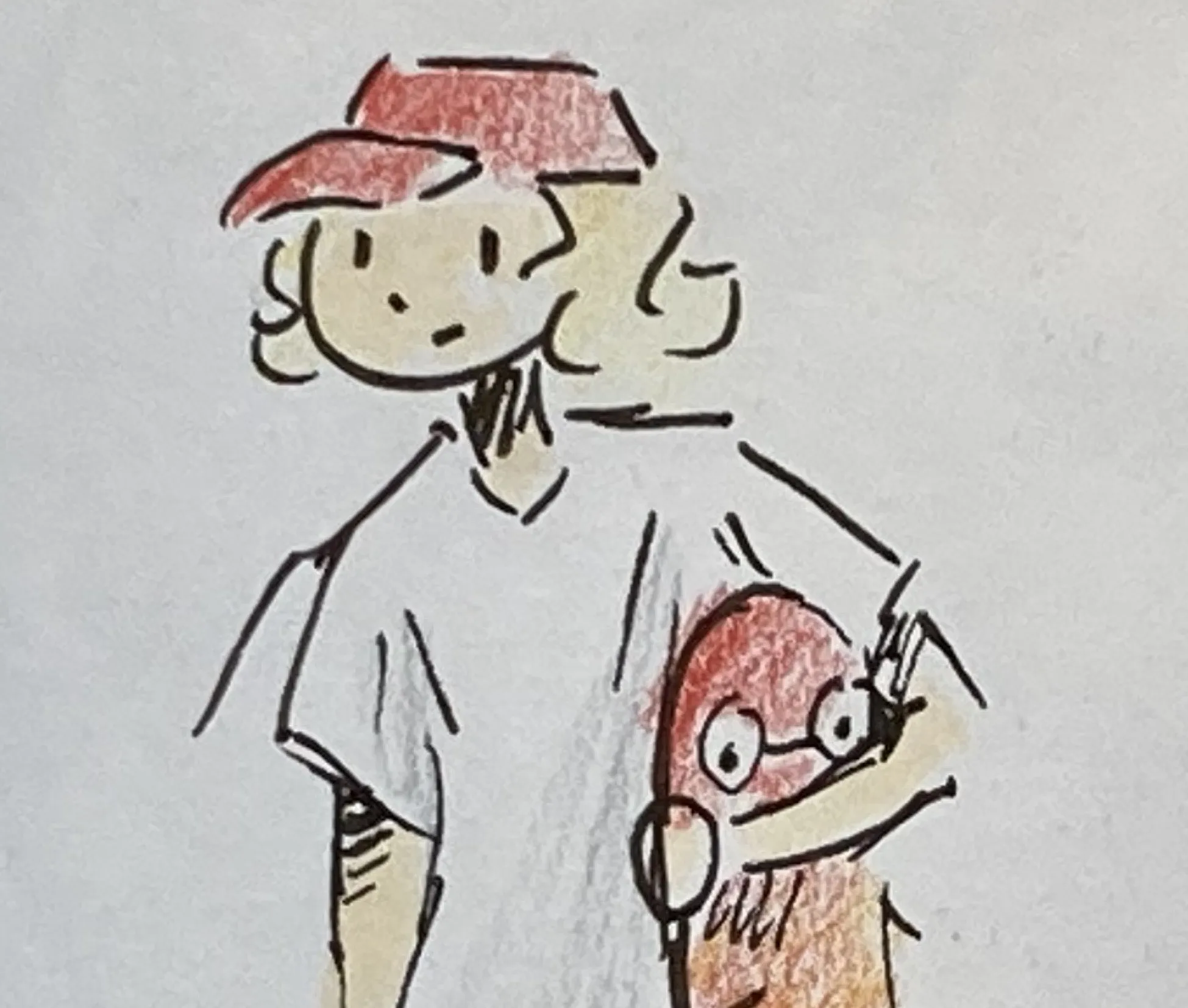 un personnage simplifié qui tien un skate et qui a une      casquette